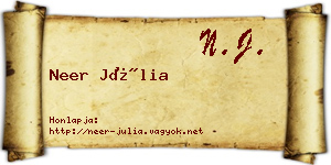 Neer Júlia névjegykártya